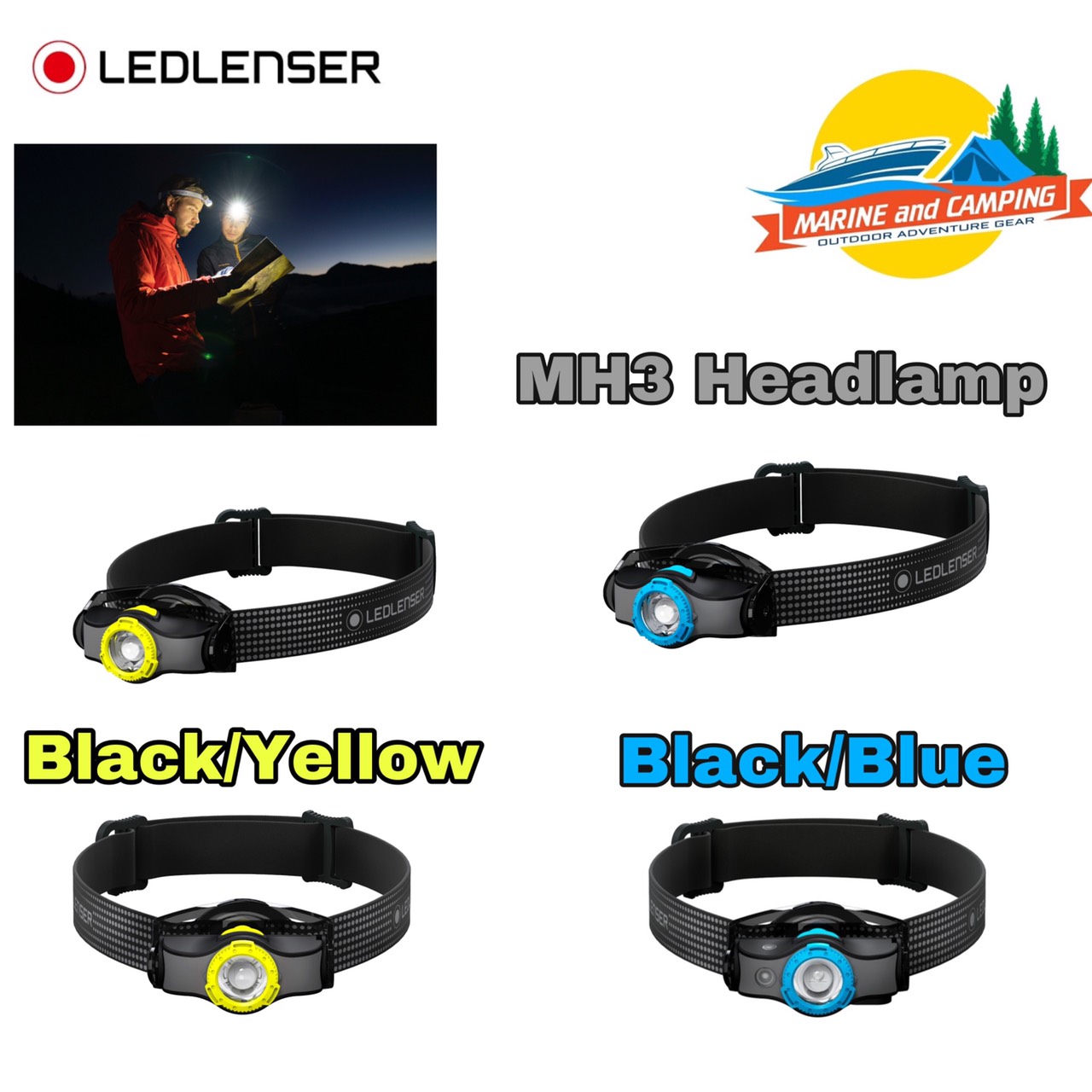 LEDLENSER MH3 Black/Blue - Black/Yellow