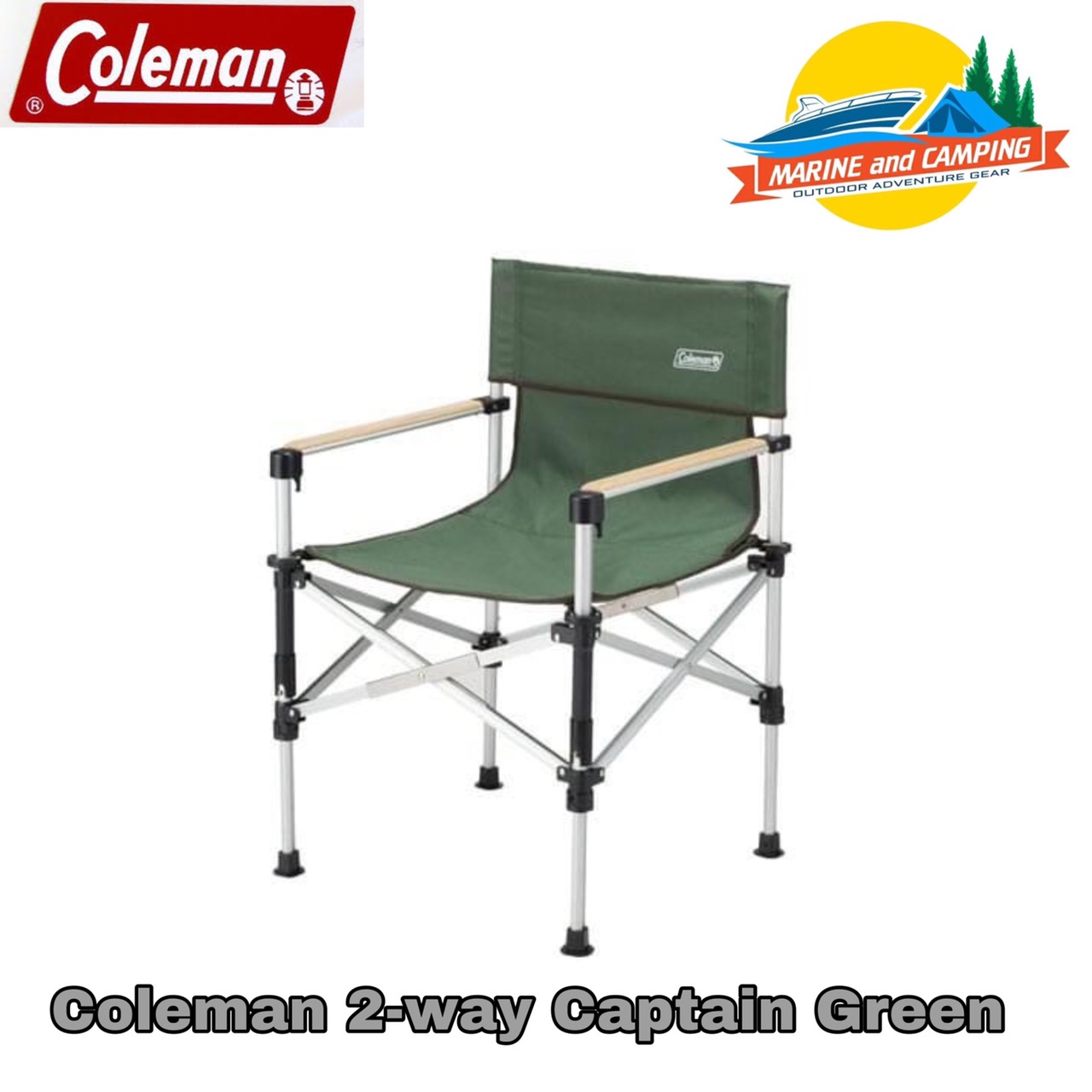 Coleman 2way captain chair green เก้าอี้พับปรับระดับได้