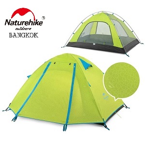 Naturehike P-Series aluminum pole tent with new material 210T65D embossed design 2 man green